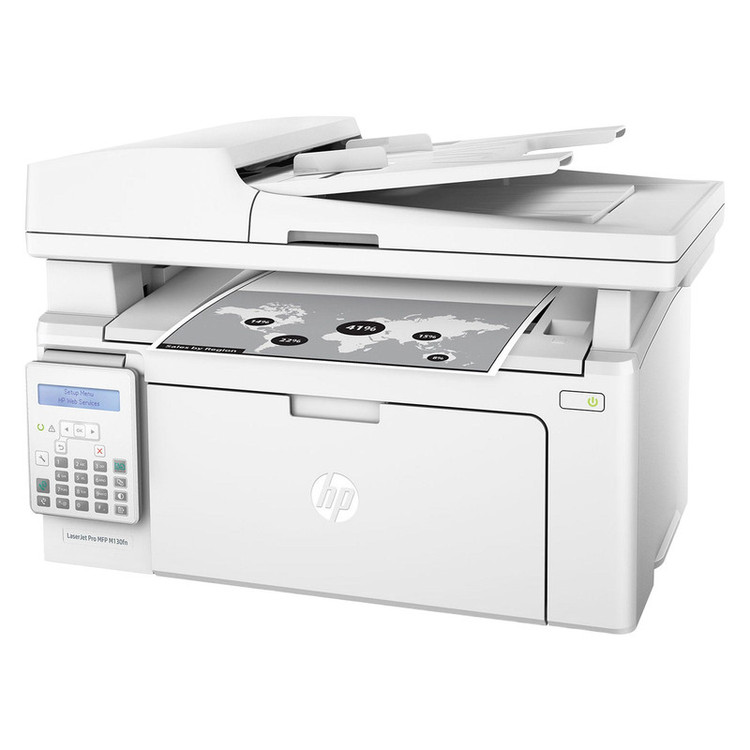 پرینتر اچ پی تک رنگ چهار کاره با چاپ لیزری مدل LaserJet Pro MFP M130fn، سایز چاپ A4، دارای صفحه نمایش LCD استوک کارکرده