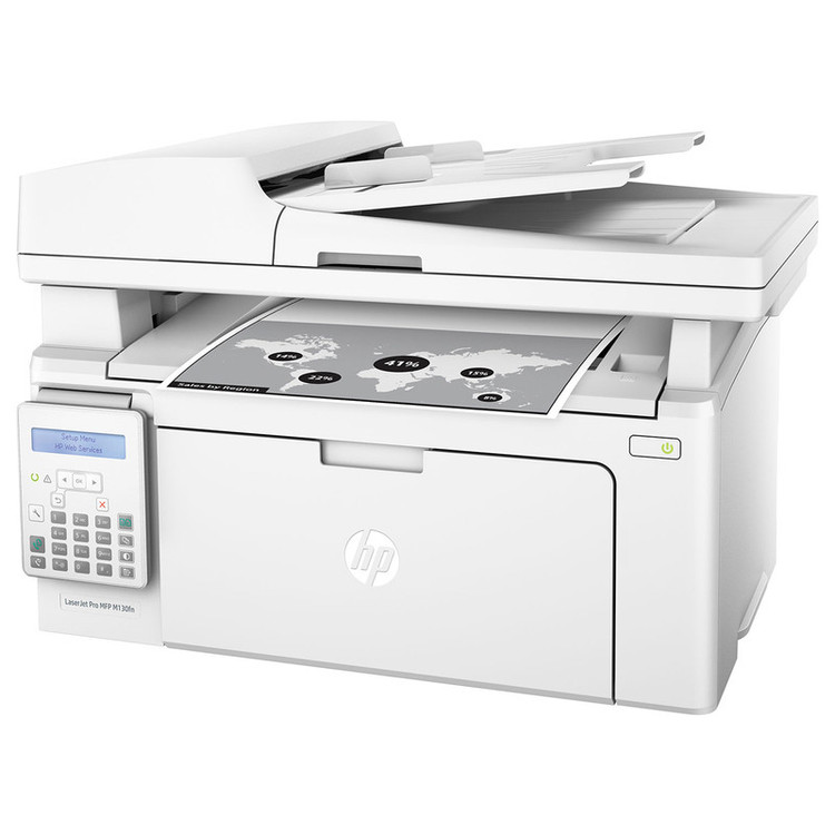 پرینتر اچ پی تک رنگ چهار کاره با چاپ لیزری مدل LaserJet Pro MFP M130fn، سایز چاپ A4، دارای صفحه نمایش LCD استوک کارکرده